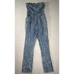Funky Soul Strapless Jumpsuit Women’s Size Small Faux Denim 90s Y2K Hiphop